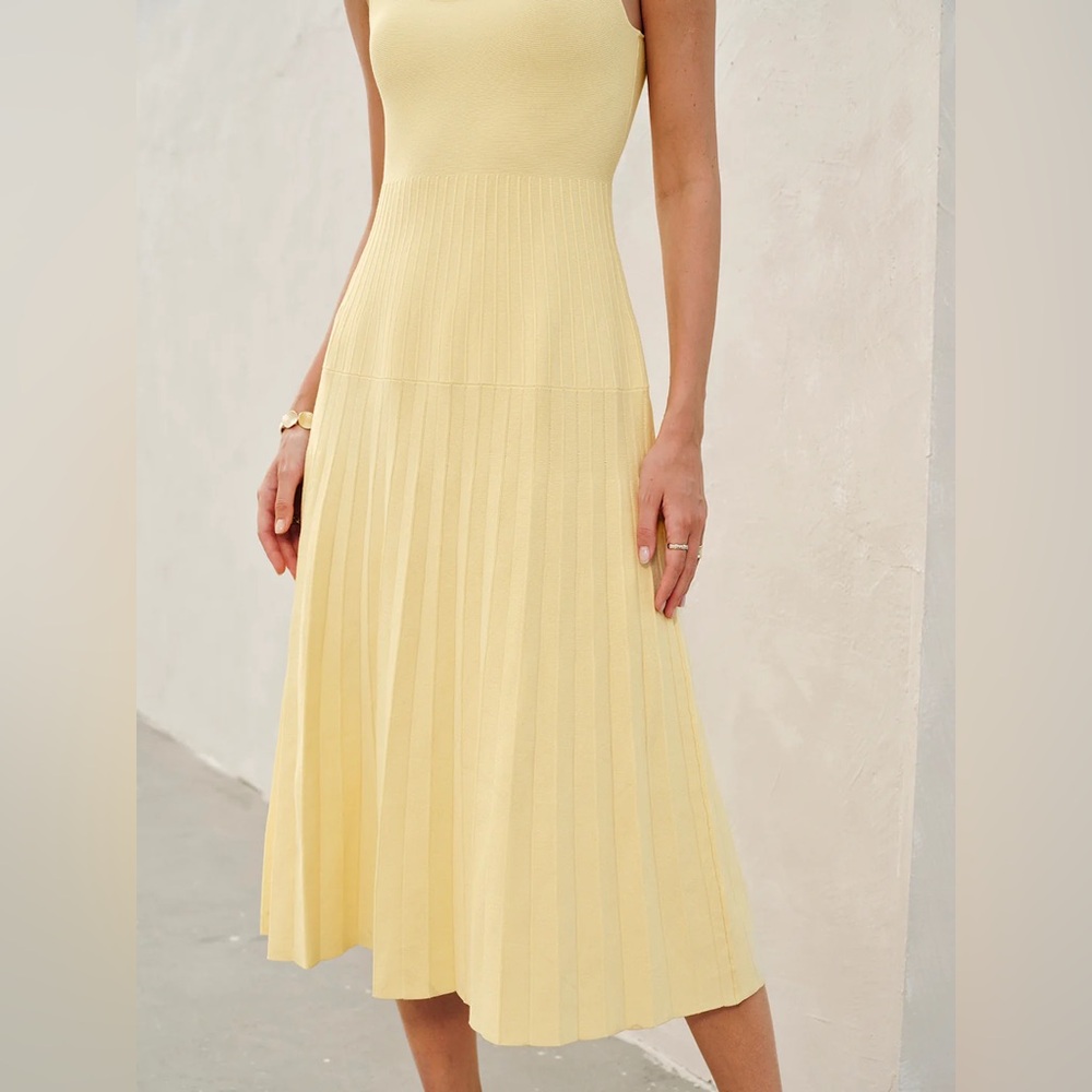 Square-Neck Ribbed Knit Dress - Commense - Picture 9 of 15